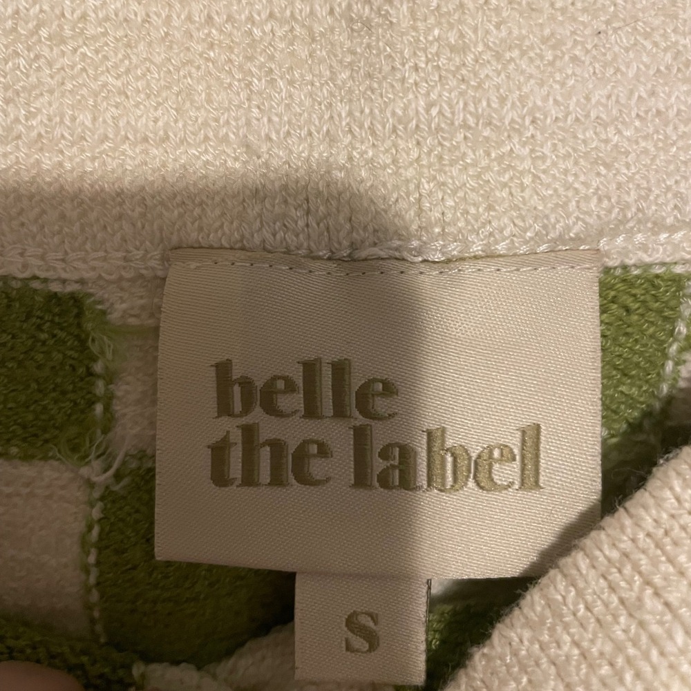 Belle the Label Checkered knit shorts S green resort beach festival vacation - Picture 4 of 5